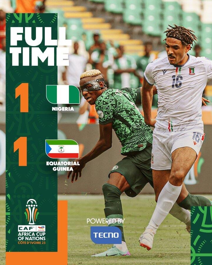 非洲杯-奥斯梅恩头球破门+失单刀 尼日利亚1-1赤道几内亚
